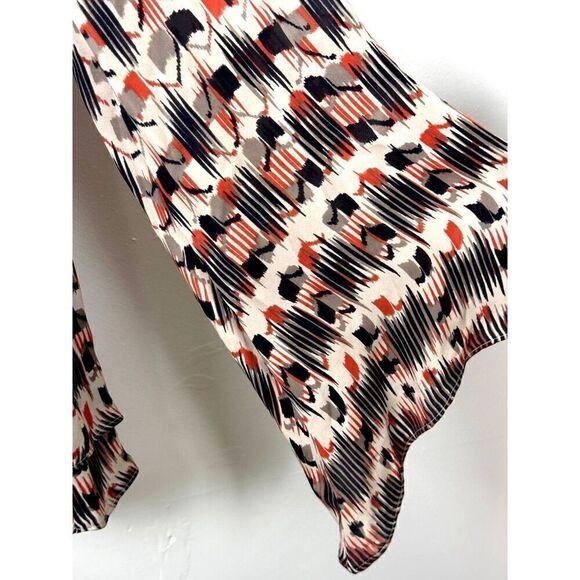 Parker Abstract Long Sleeve Blouse w/ Bell Sleeves and V- Neck, Size S, EUC - Picture 7 of 7